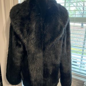 Dennis Basso Black Faux Fur Coat